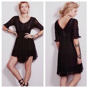 Free People Black Little Dot Mini Dress XS